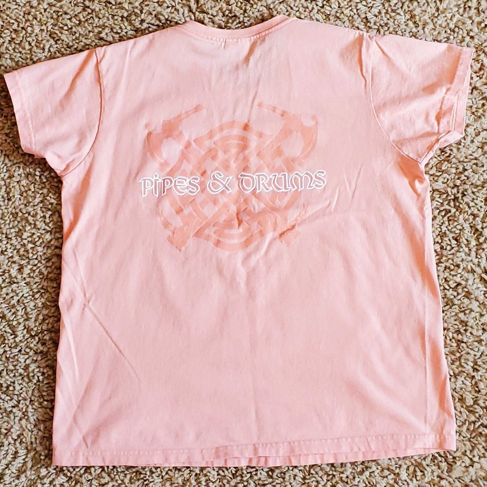 2010 Montgomery County Firefighter Pipes & Drums Peach Ladies Lg T Shirt